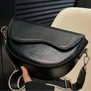 Black PU Leather Saddle / Shoulder Bag